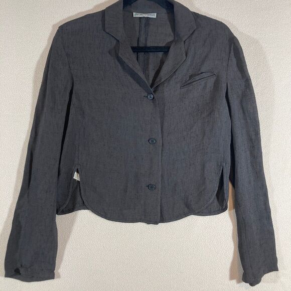 Emporio Armani Blazer Women's 4 (40 Italy) Br Textured 3 Button Cropped - Picture 1 of 8
